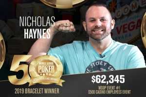 Крупье Николас Хейнс выиграл турнир WSOP для сотрудников казино Aria ($62,345)