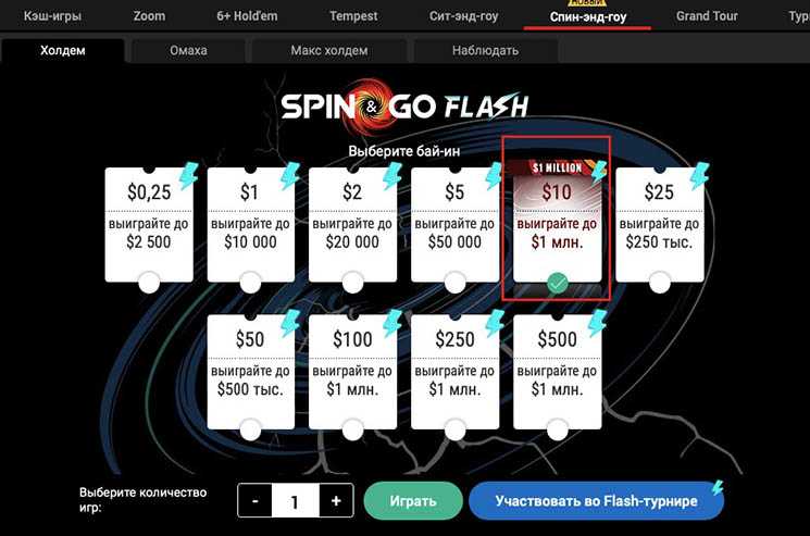 Розыгрыш миллиона в Spin & Go