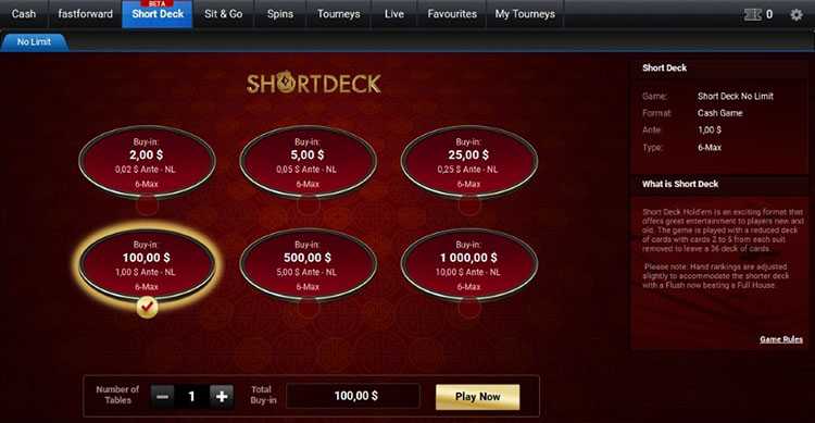 Шортдек на partypoker