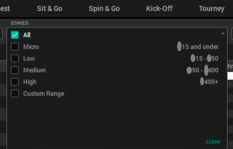 Лимиты в лобби PokerStars